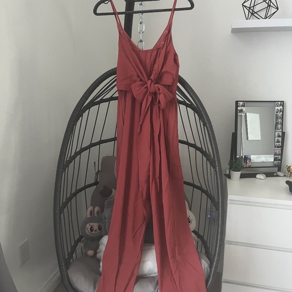 CUPSHE X Madison Honeymoon Wrap Bow Tie Jumpsuit Burnt Orange EUC - Picture 4 of 13